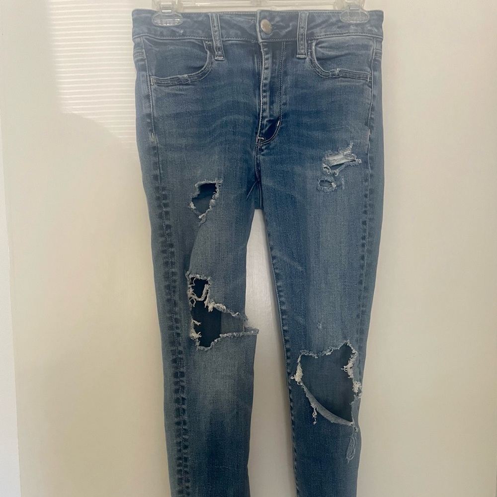 American Eagle Jeans High Rise Distressed Jeggings Size 2